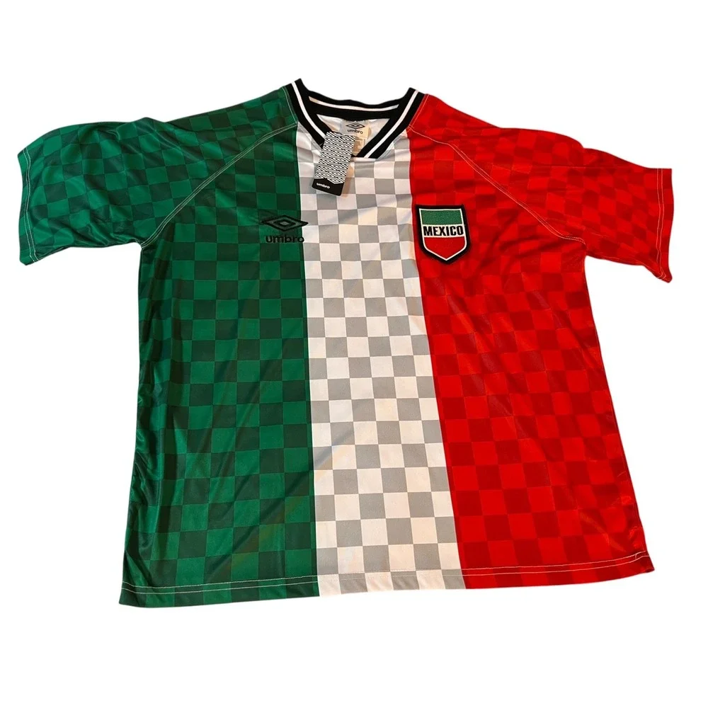 Umbro Mexico Soccer Jersey Large NWT Tricolor Checkerboard Football Shirt - Picture 2 of 7